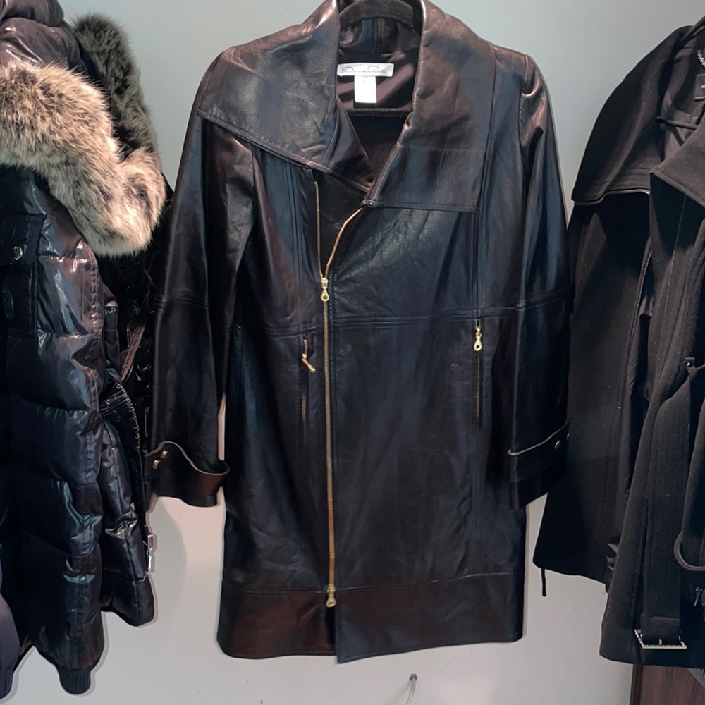 Oscar de la Renta leather coat